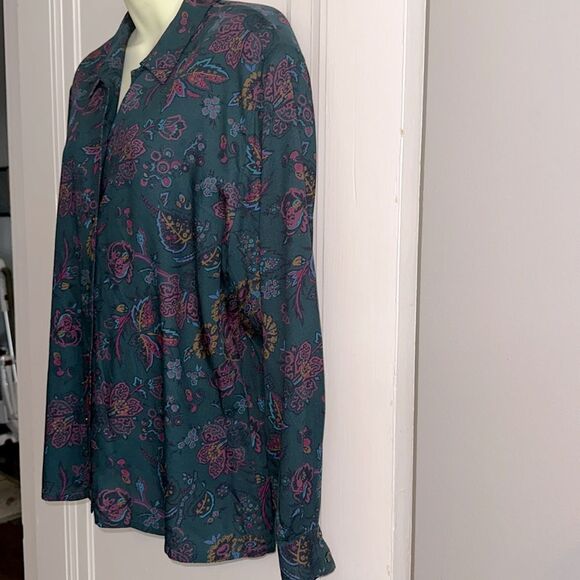 Vtg 80s/90s Sophisticates by Pendleton Green & Pink Paisley Rayon Shirt - Picture 4 of 9